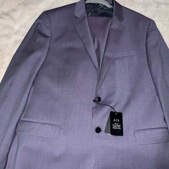 A/X Armani Exchange Suit 2 Piece 48 Reg 42” Waist Flat Front Slacks 100% Wool - Picture 1 of 16